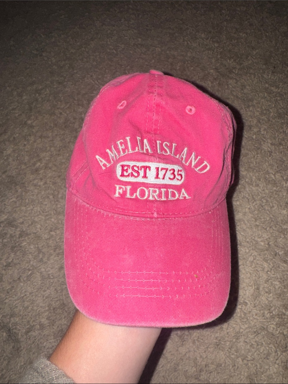 Amelia Island Florida Pink Baseball Cap